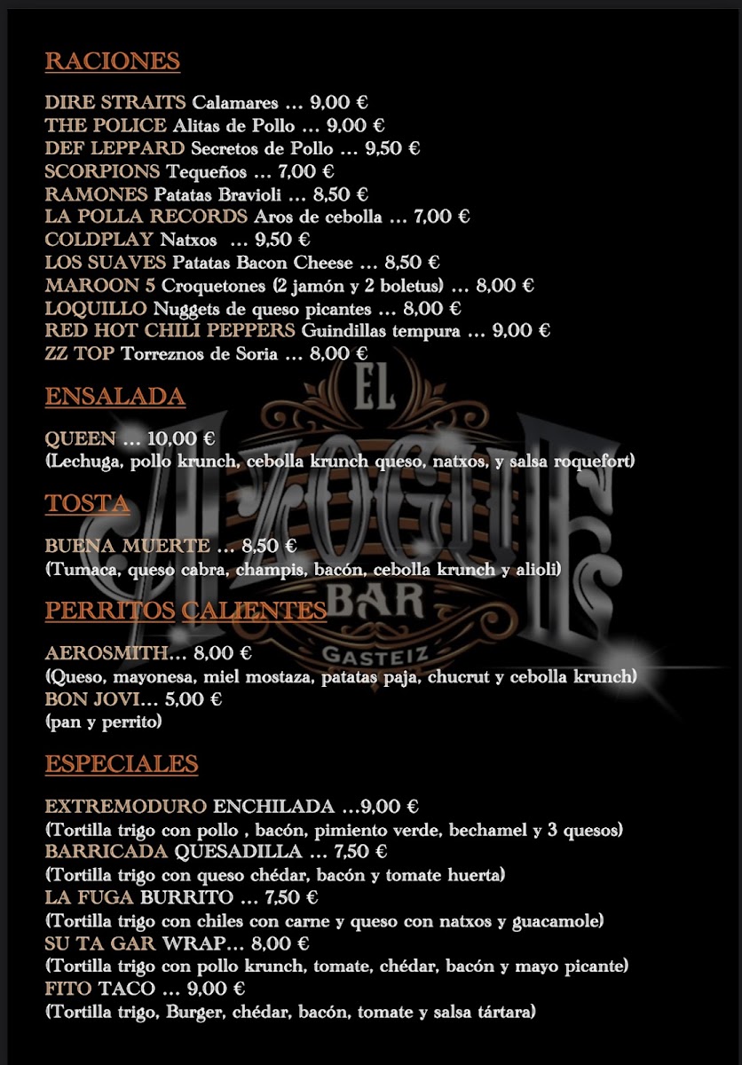 El Azogue Rock Photo Menu 2