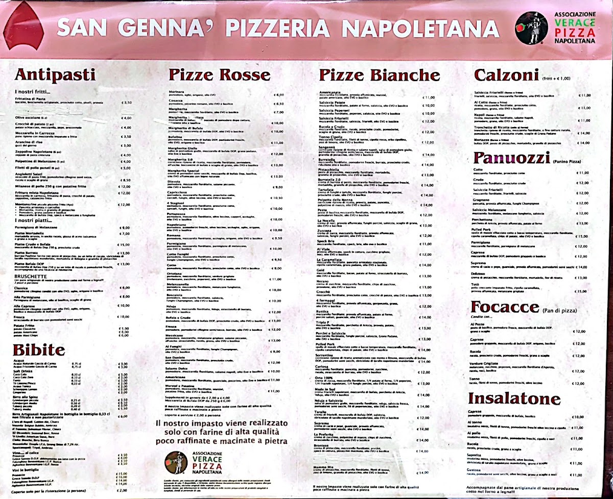 San Genna' Pizzeria Napoletana Photo Menu 3