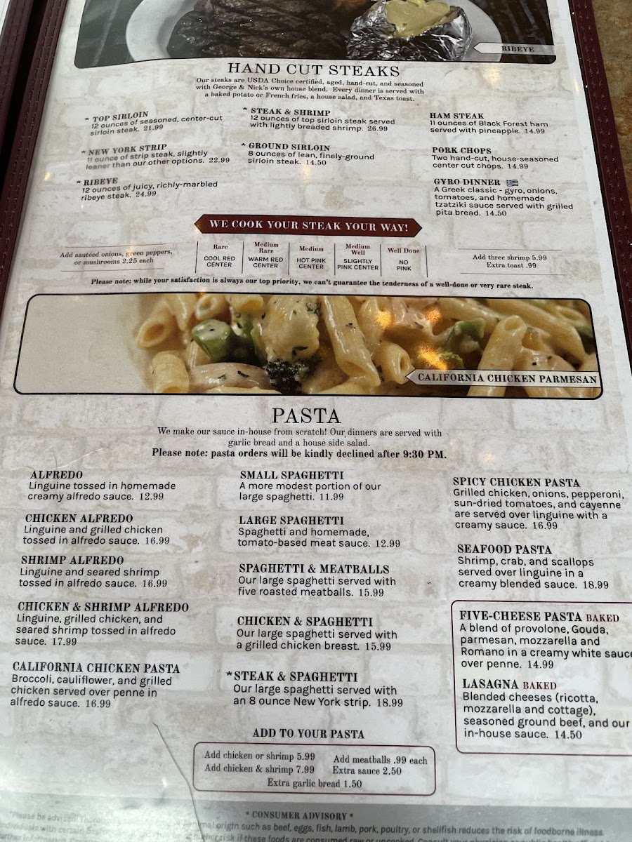 George & Nick's Pizza & Steakhouse Photo Menu 10