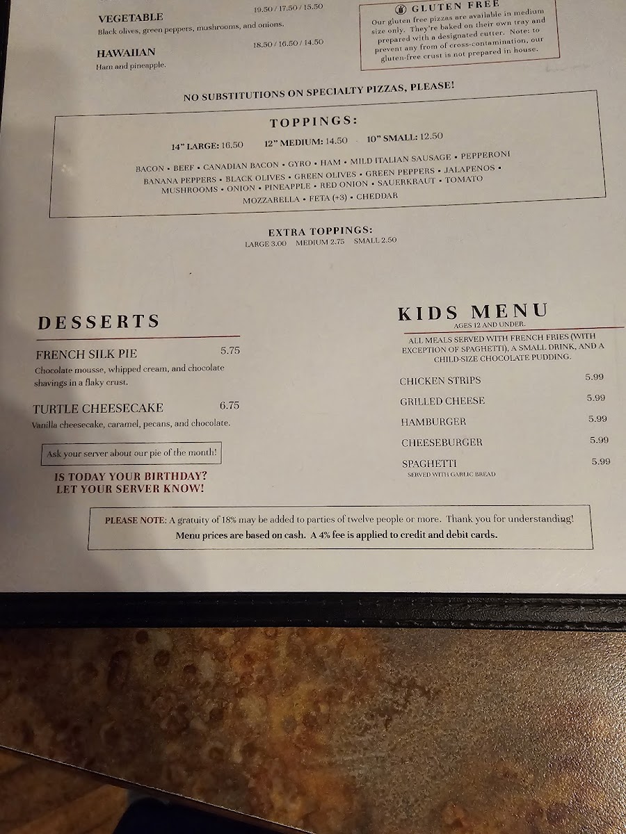 George & Nick's Pizza & Steakhouse Photo Menu 3