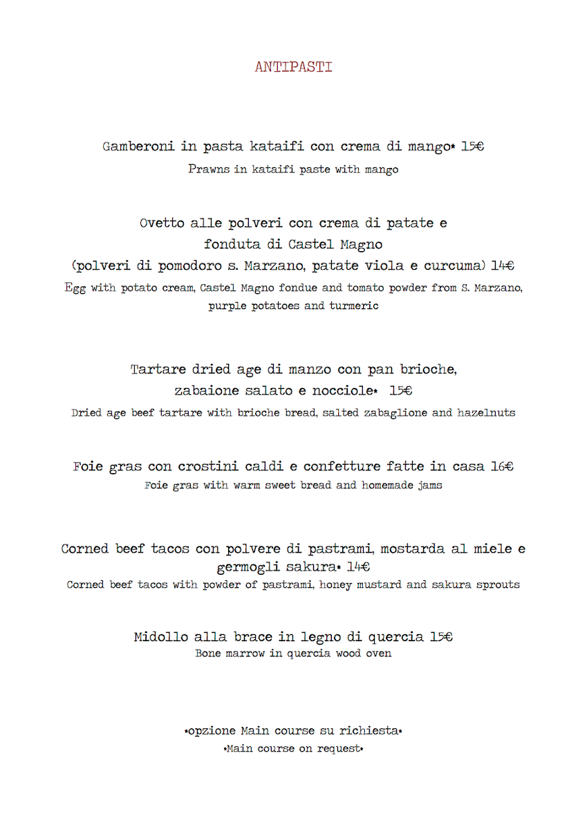 B Restaurant Photo Menu 1