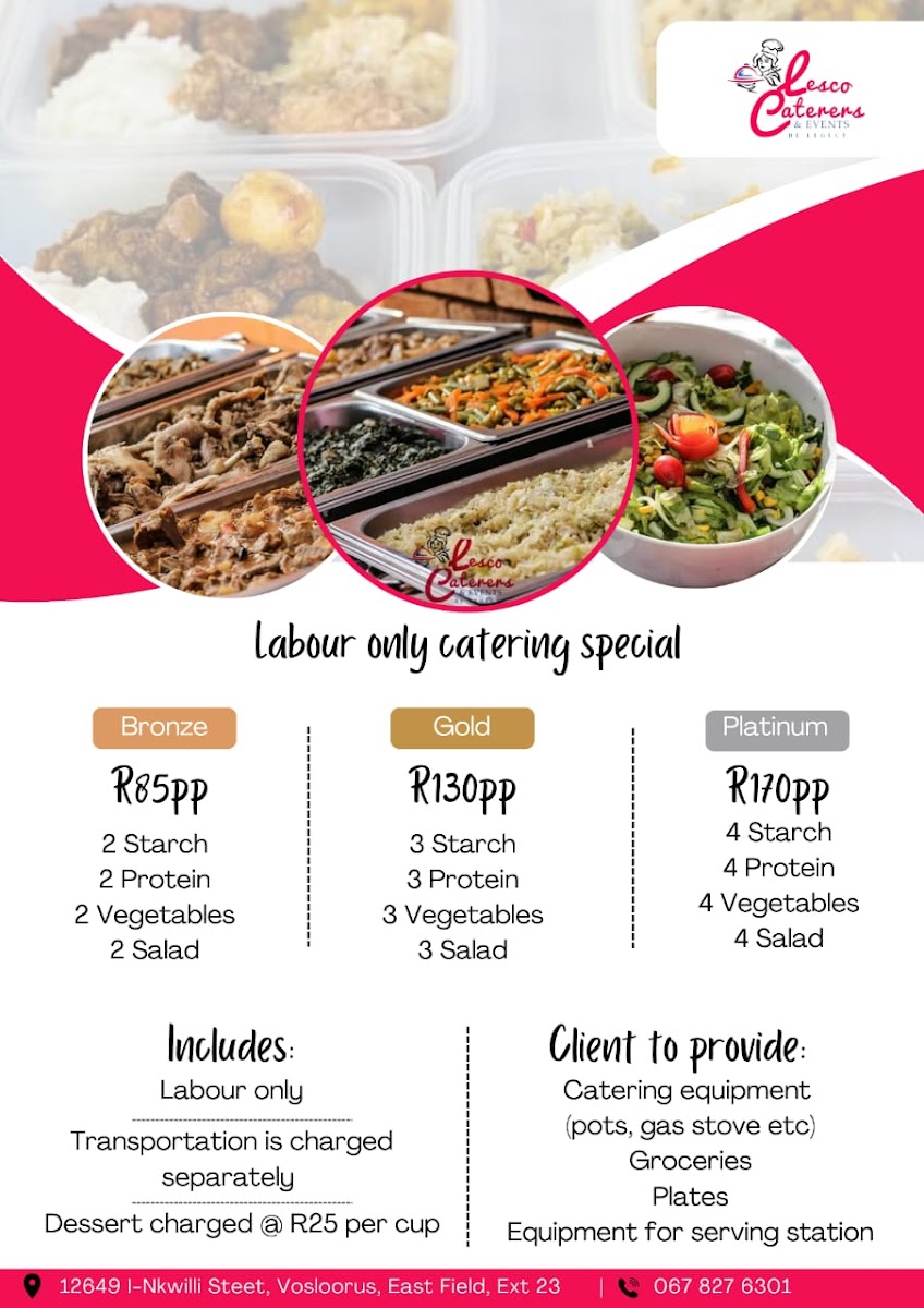 Lesco Caterers & Events Photo Menu 1