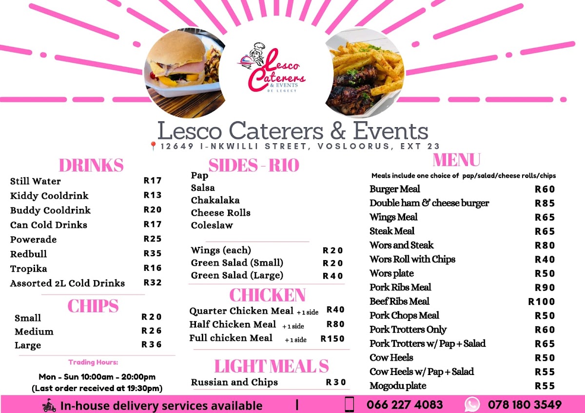 Lesco Caterers & Events Photo Menu 2