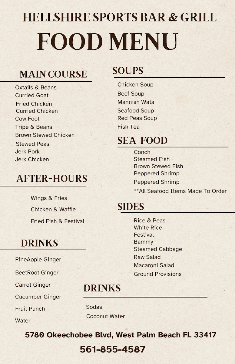 Hellshire Sports Bar and Grill Photo Menu 1