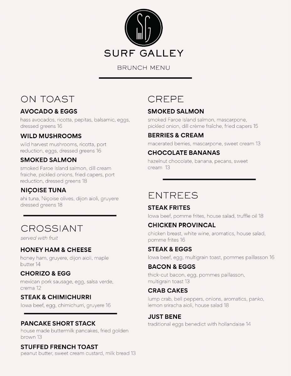 Surf Galley Photo Menu 3