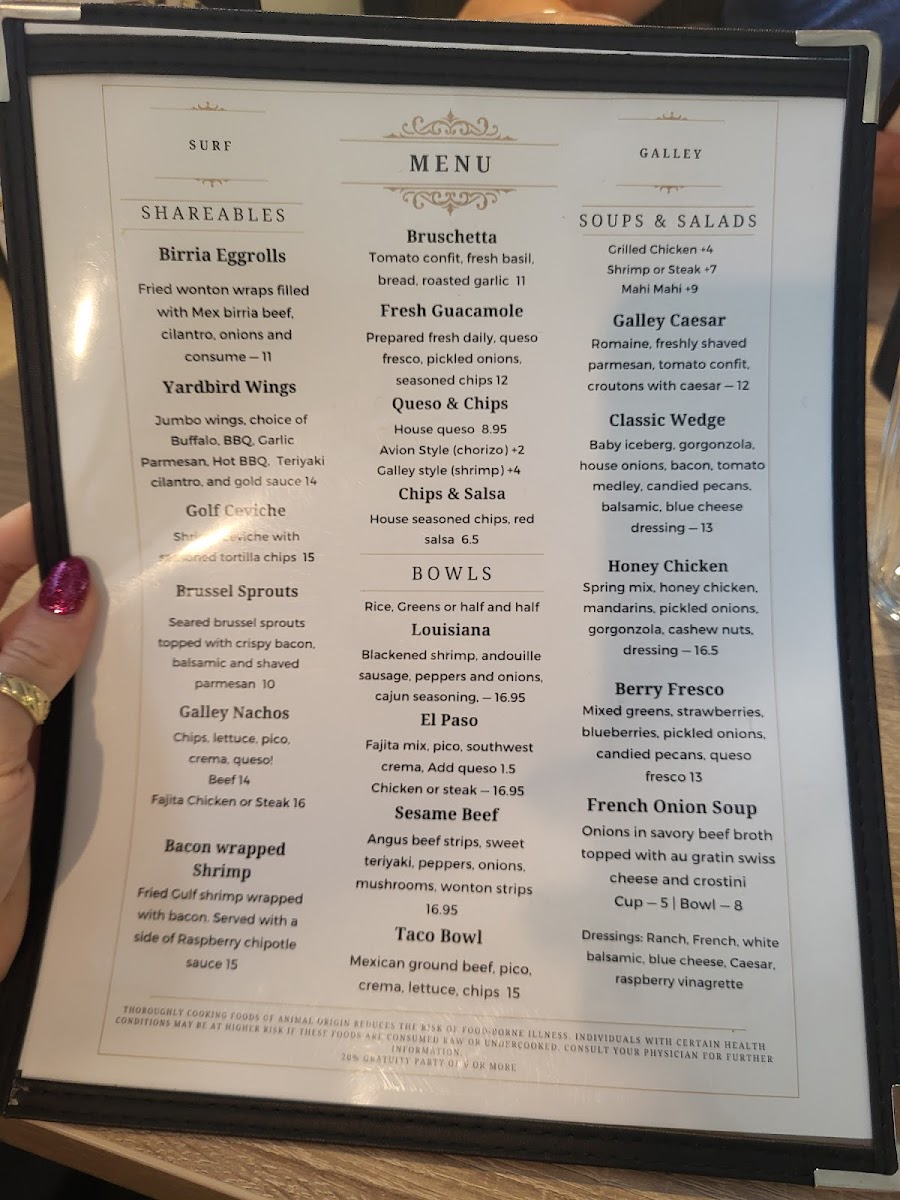 Surf Galley Photo Menu 4