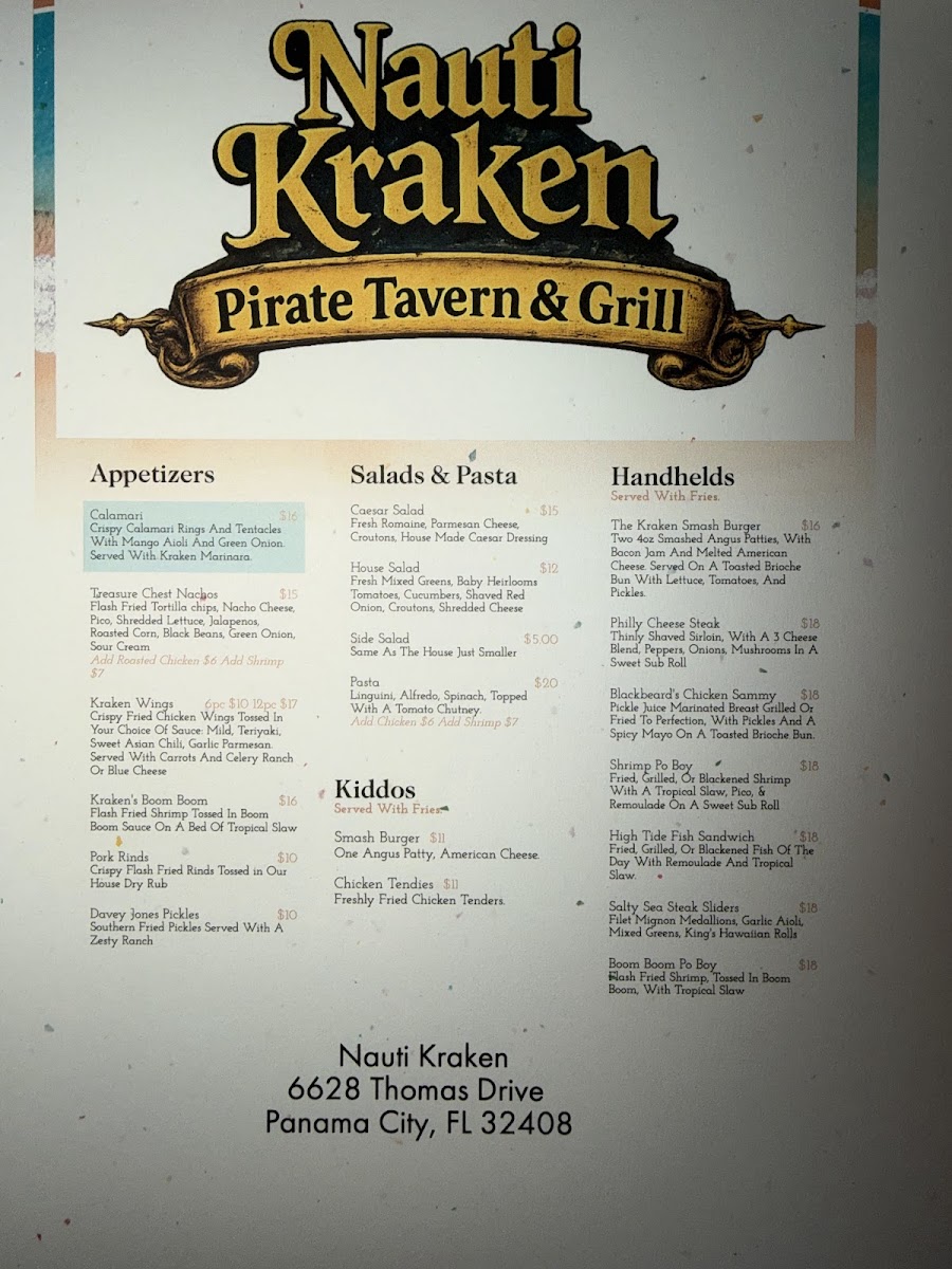 The Kraken Photo Menu 2