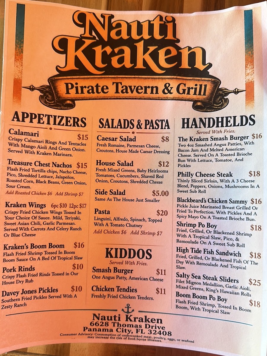 The Kraken Photo Menu 3