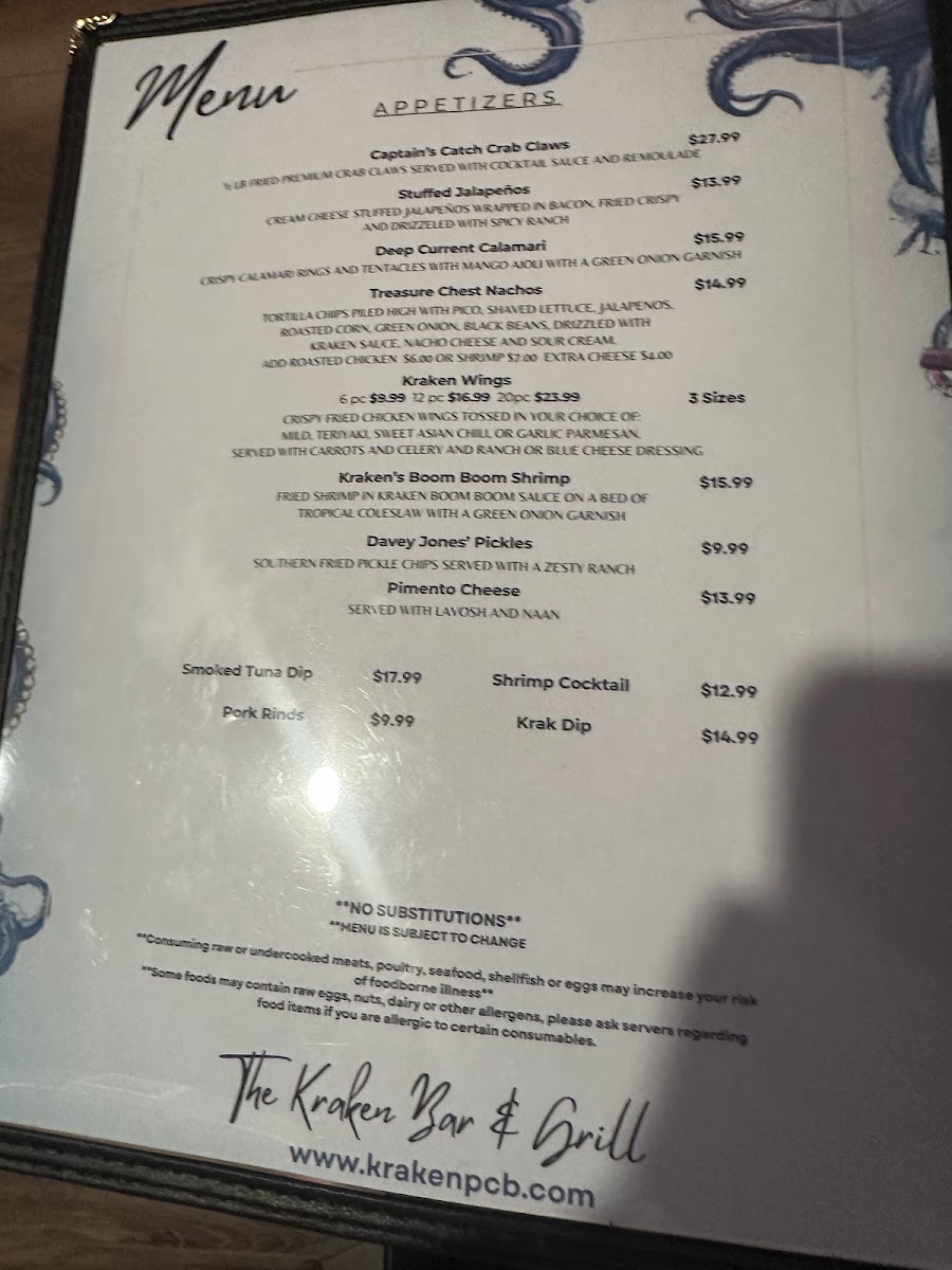 The Kraken Photo Menu 5