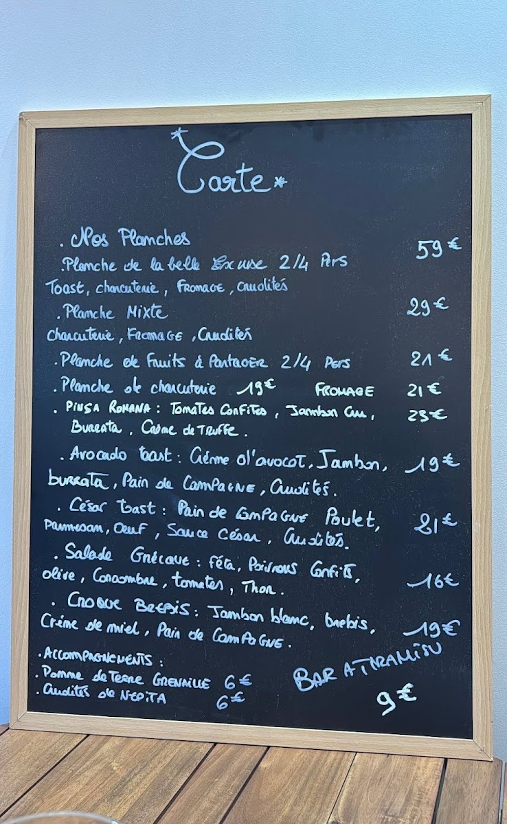 La Belle Excuse Photo Menu 1