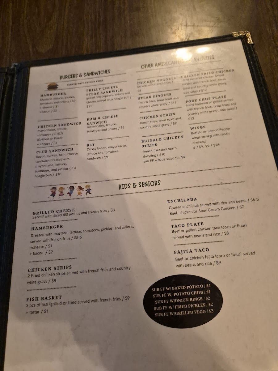 Cowboy's Restaurant Photo Menu 1