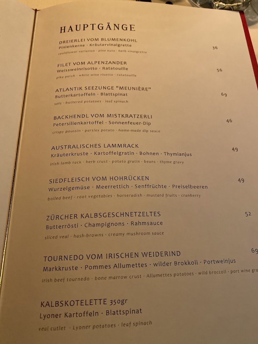 Restaurant Sonnenberg Photo Menu 2