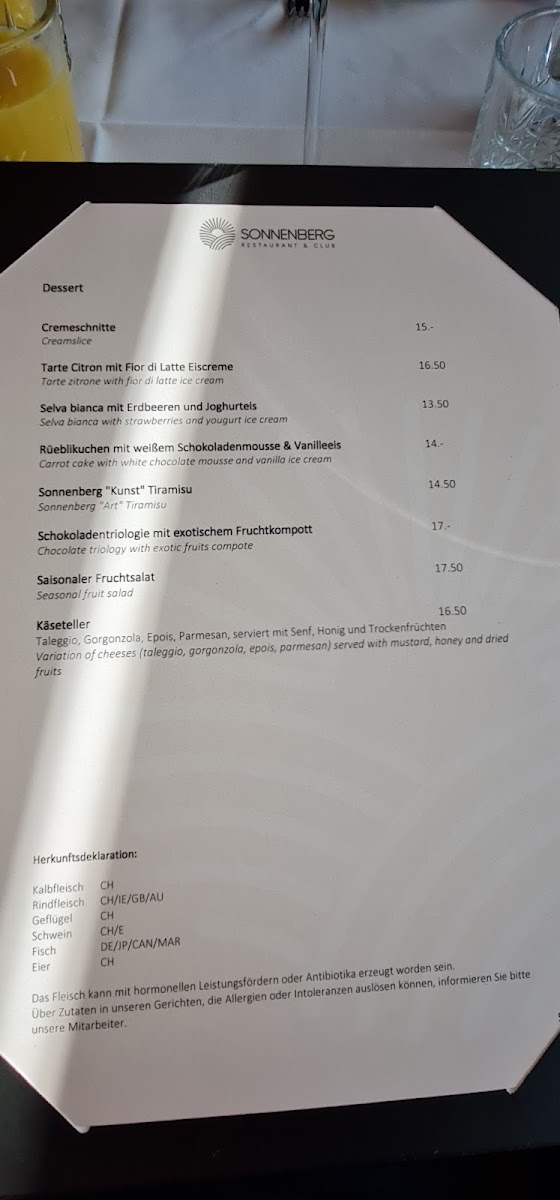 Restaurant Sonnenberg Photo Menu 9