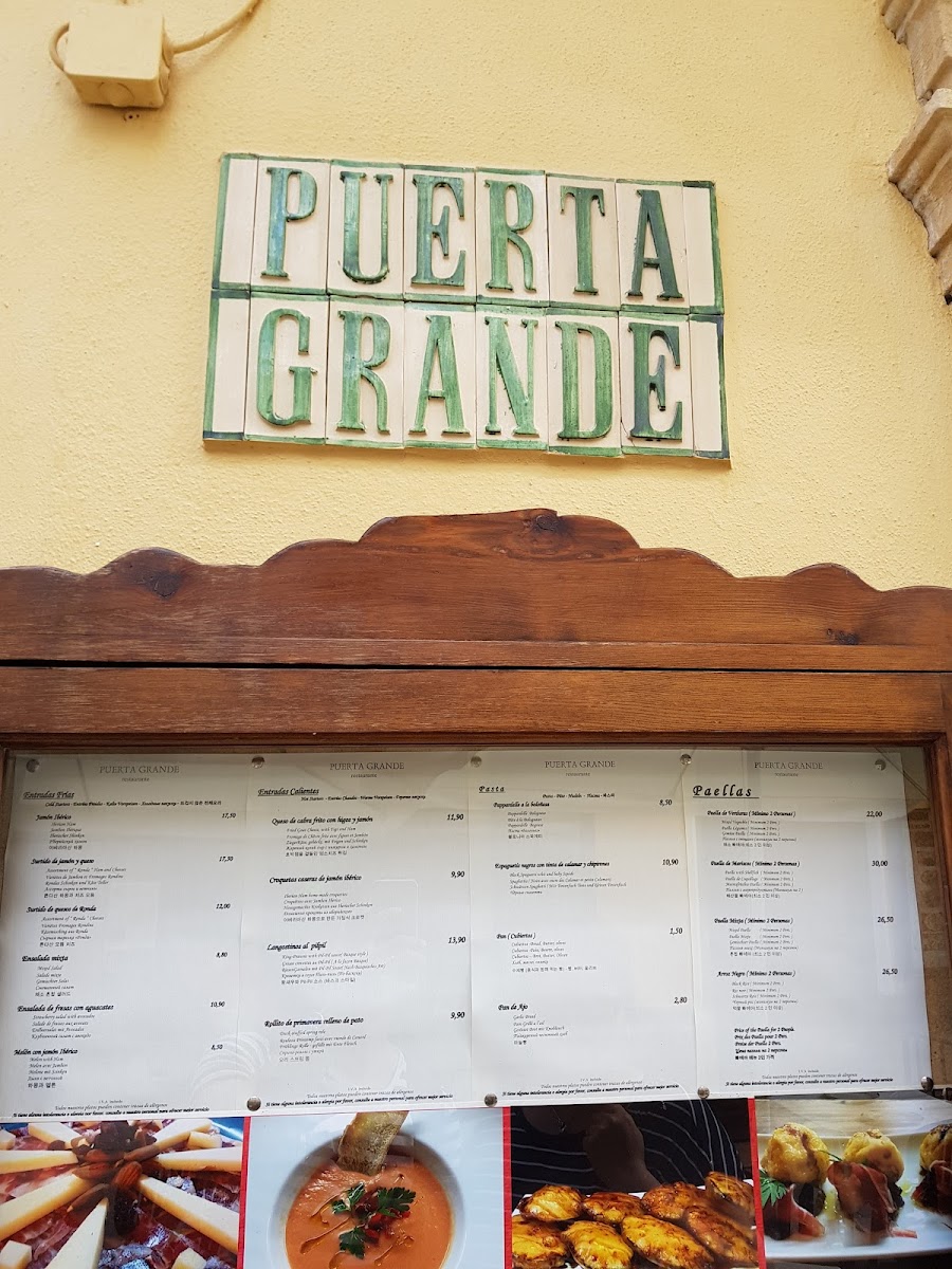 Puerta Grande Photo Menu 2