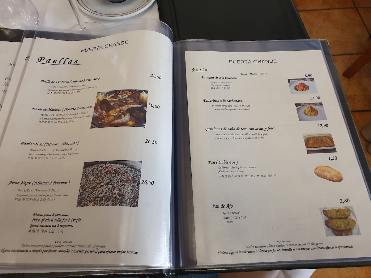 Puerta Grande Photo Menu 9