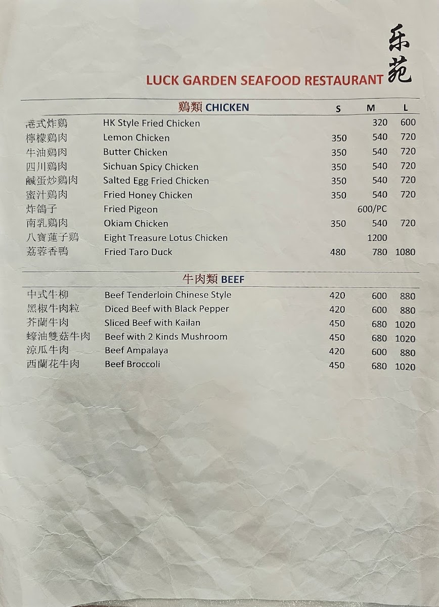 Luck Garden Restaurant Photo Menu 4