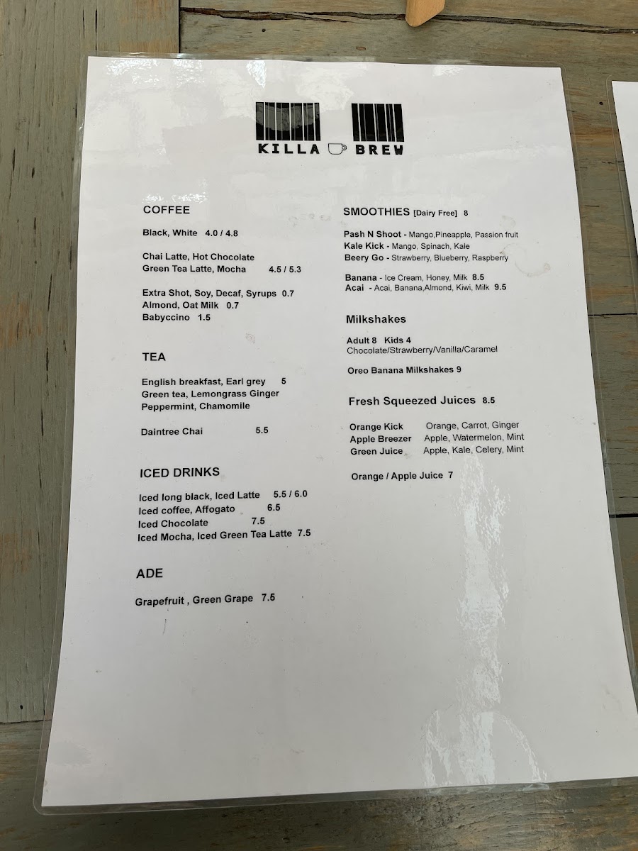 KillaBrew coffee Photo Menu 3