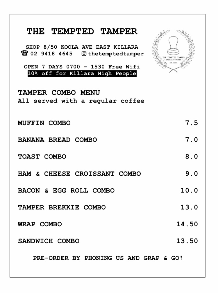 KillaBrew coffee Photo Menu 6