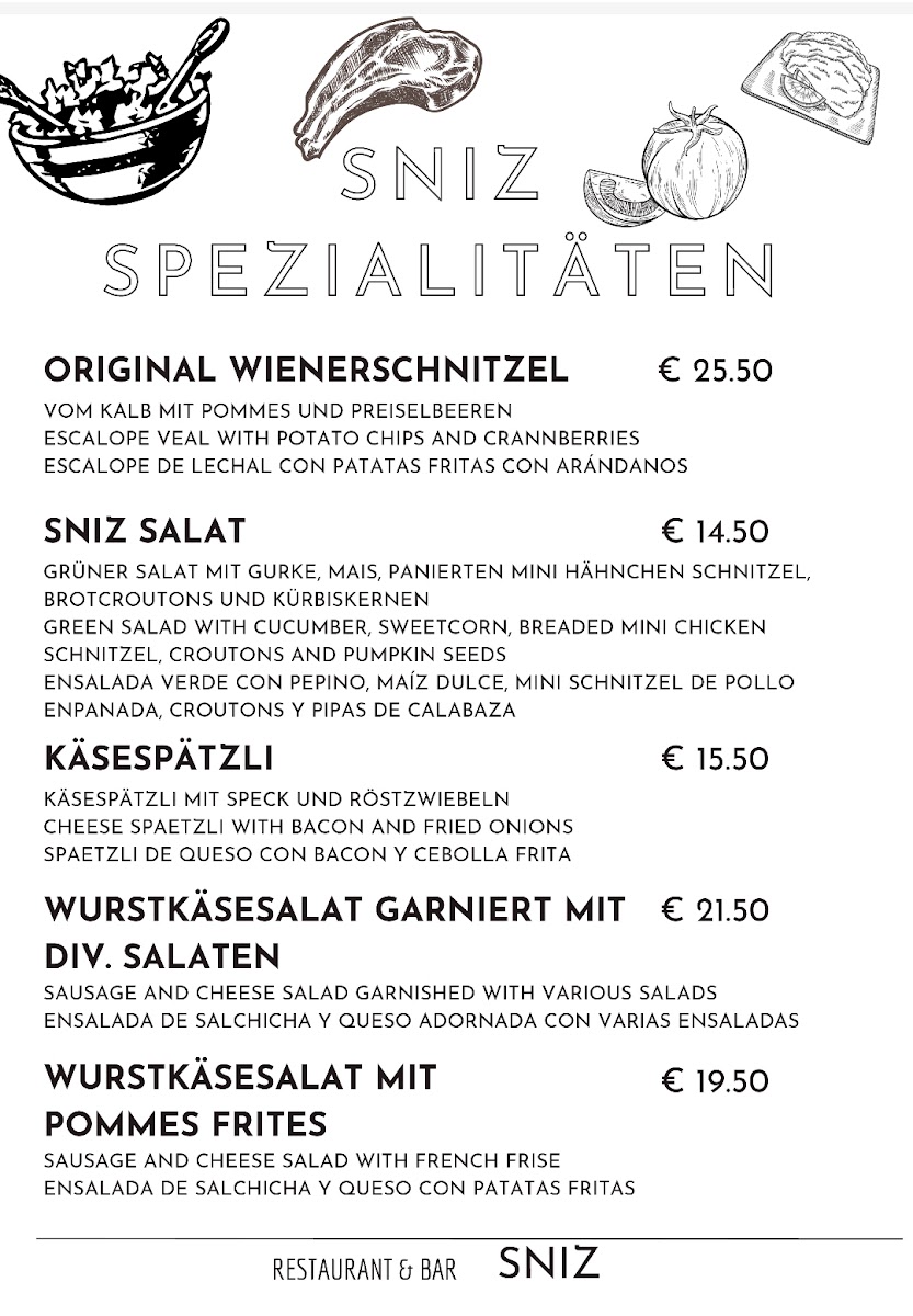 Restaurant/Bar Sniz Photo Menu 1