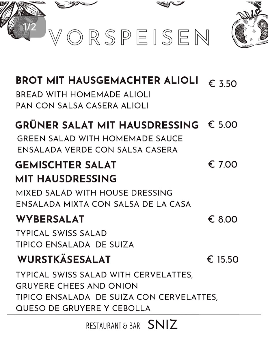 Restaurant/Bar Sniz Photo Menu 3