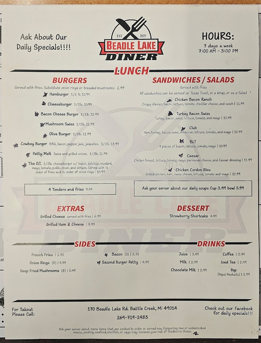 Beadle Lake Diner Photo Menu 2