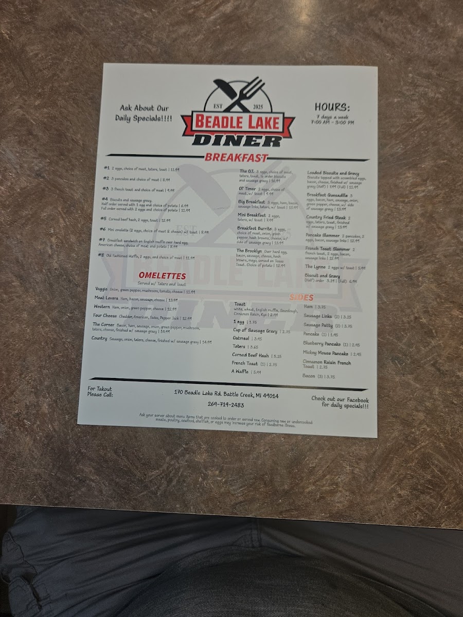 Beadle Lake Diner Photo Menu 3