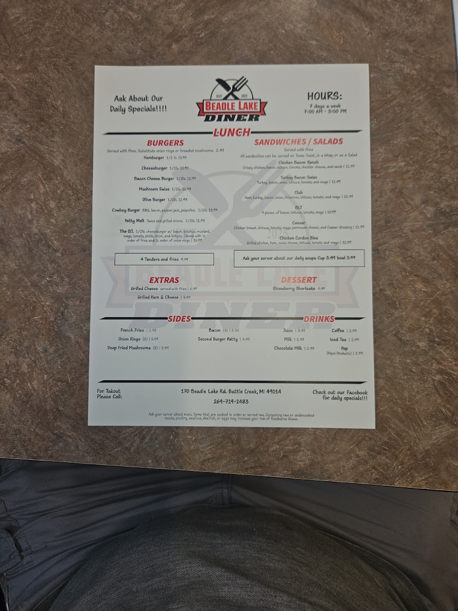 Beadle Lake Diner Photo Menu 4
