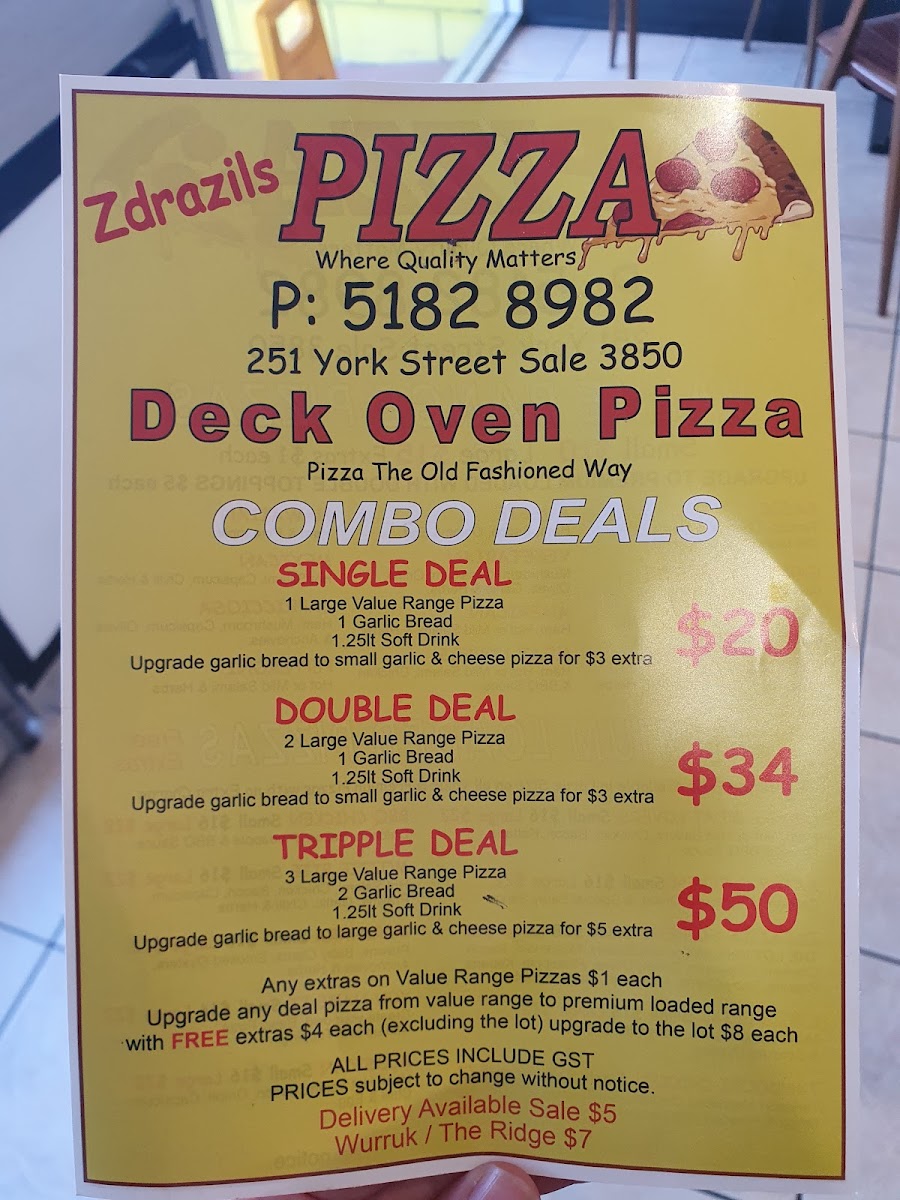 Zdrazil's Pizza Photo Menu 2