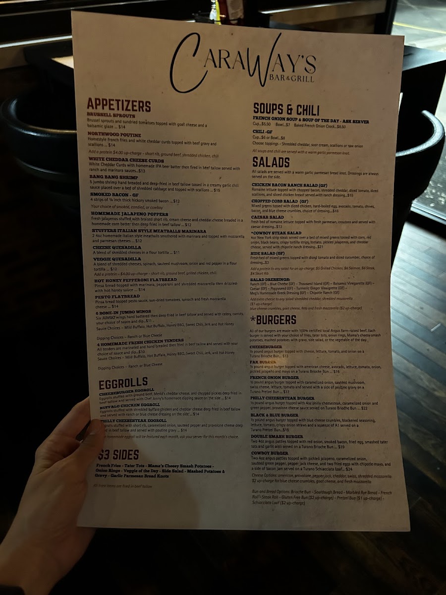 CaraWay's Bar & Grill Photo Menu 3