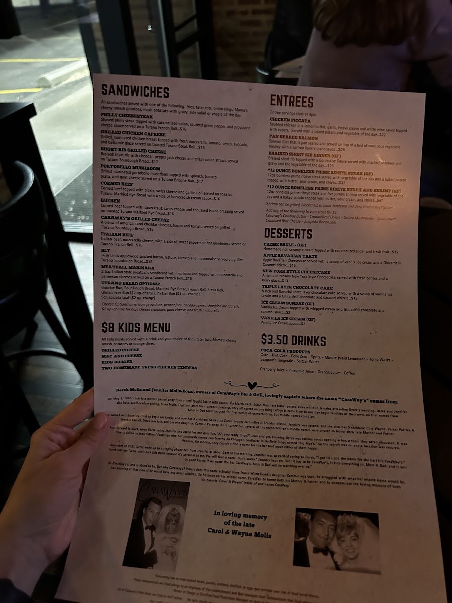 CaraWay's Bar & Grill Photo Menu 4