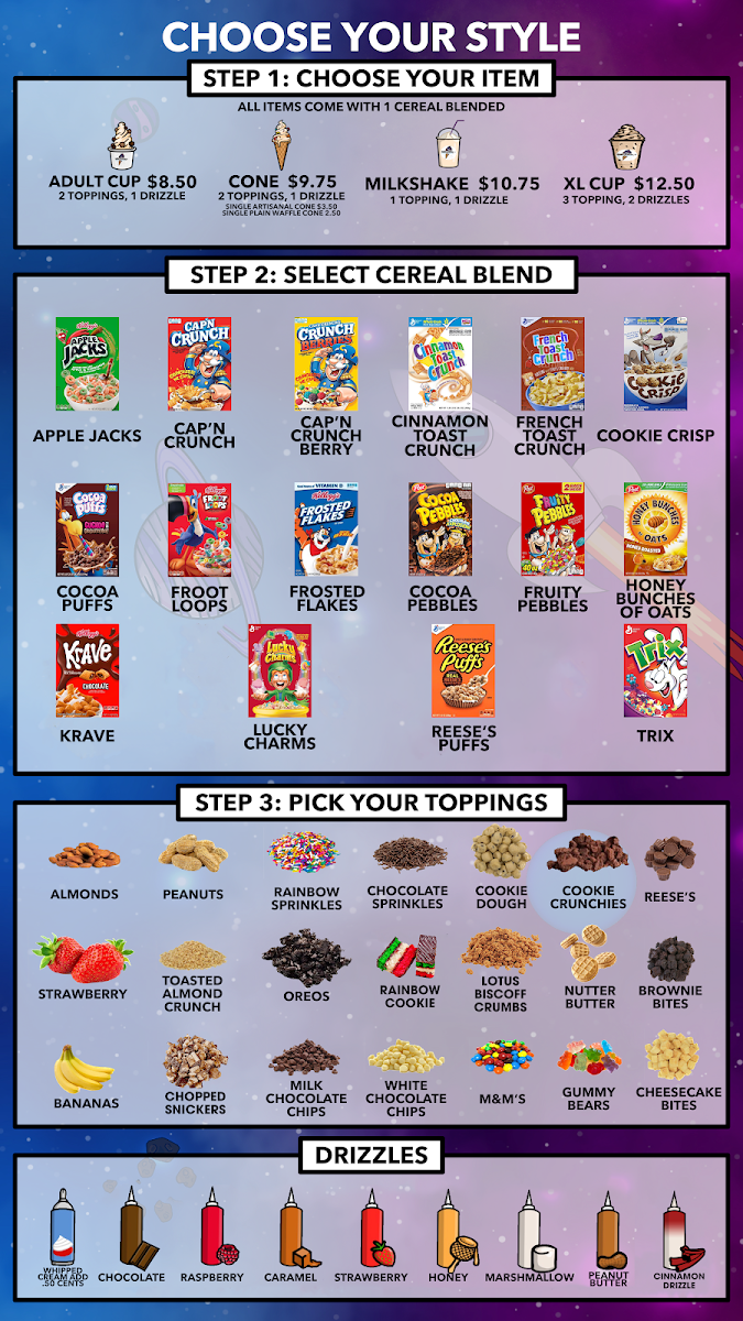 Milky Ways Ice Cream & Cereal Bar Photo Menu 2