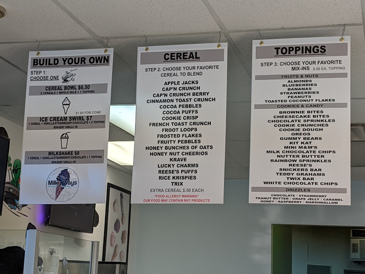 Milky Ways Ice Cream & Cereal Bar Photo Menu 3