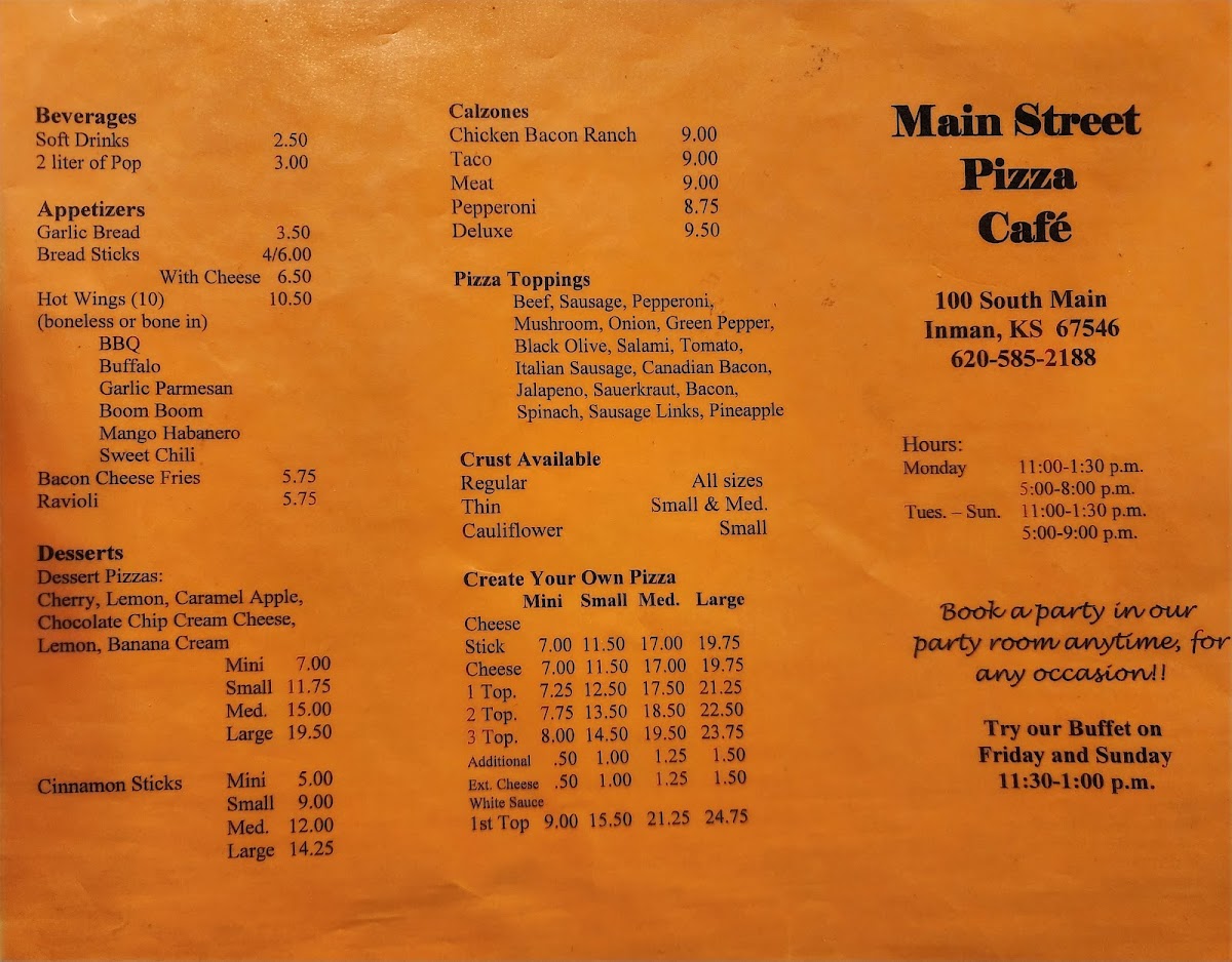 Main Street Pizza Cafe Photo Menu 6