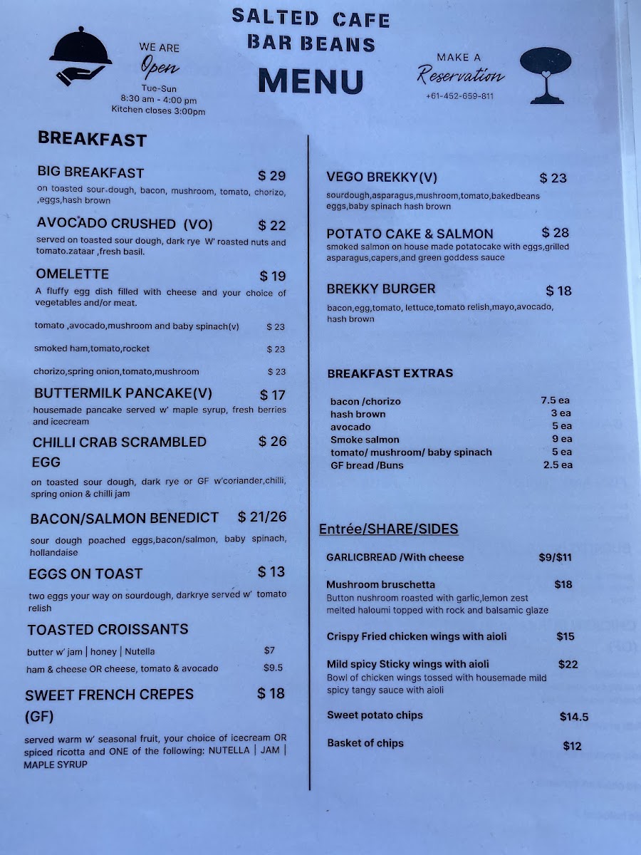 Salted Cafe Bar Beans Photo Menu 2