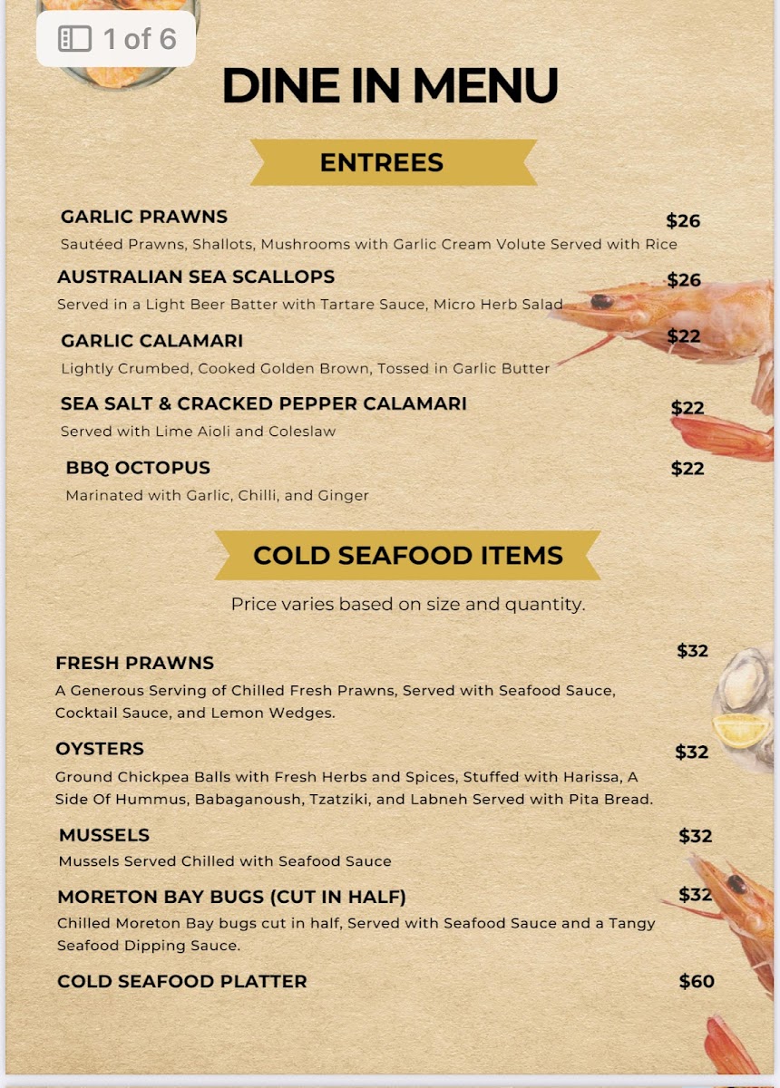Marine World Seafood Cafe Photo Menu 1