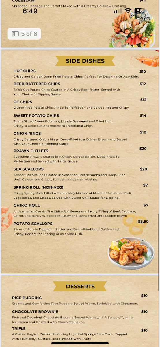 Marine World Seafood Cafe Photo Menu 3