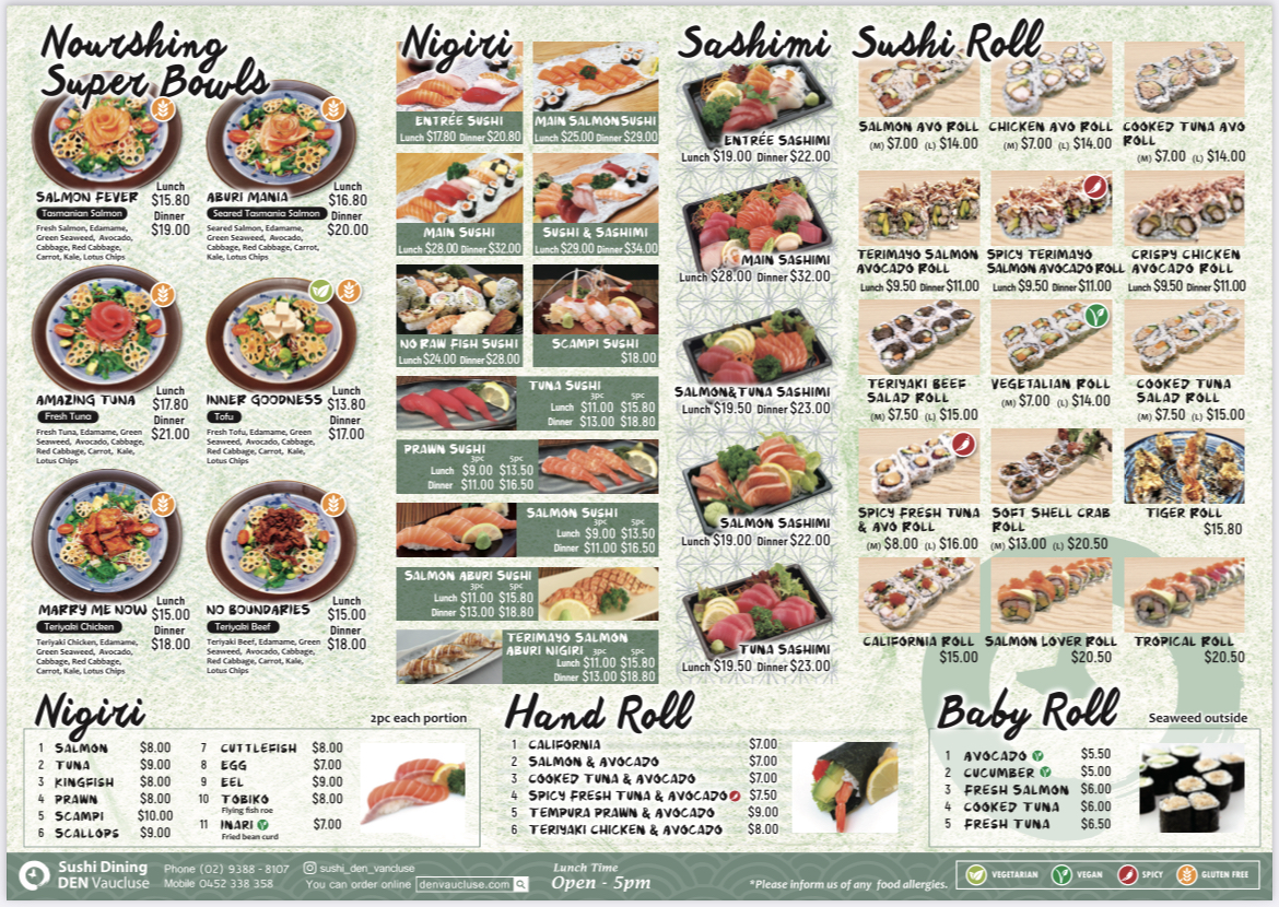 Sushi Dining Den Vaucluse Photo Menu 1