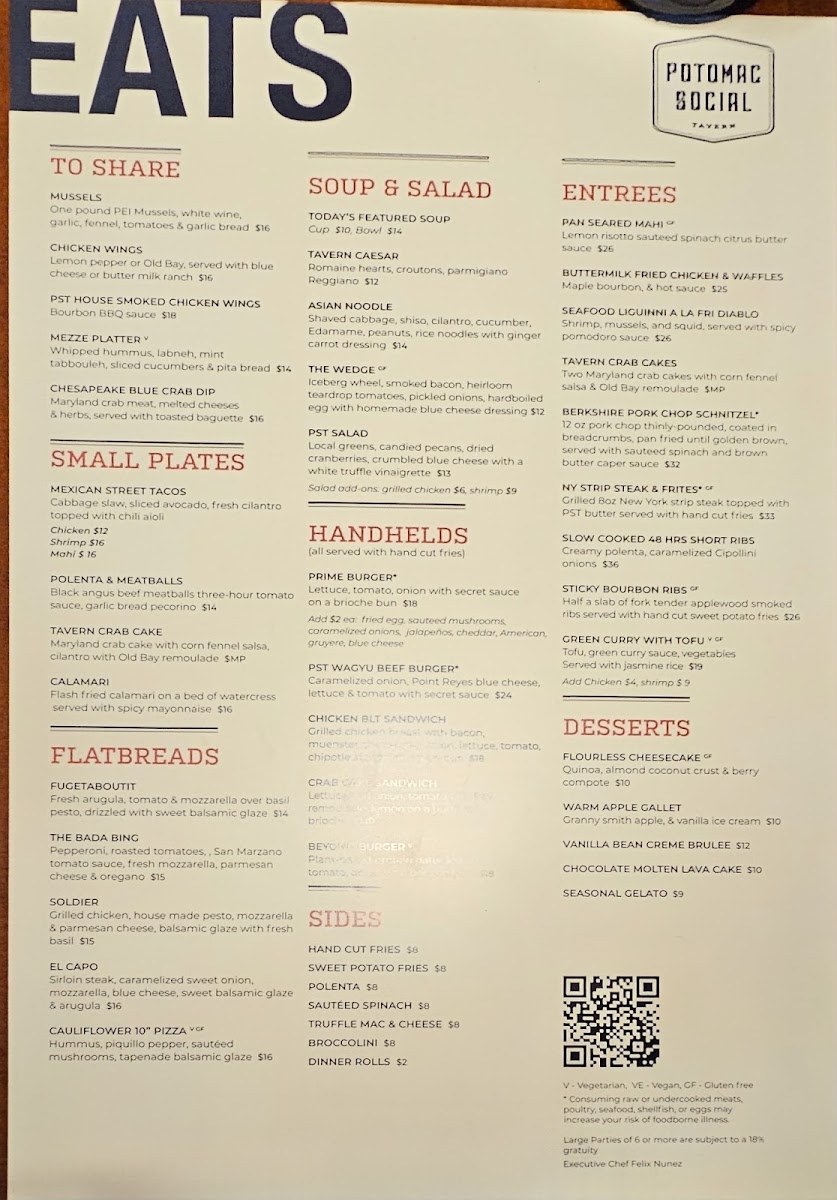 Potomac Social Tavern Photo Menu 1