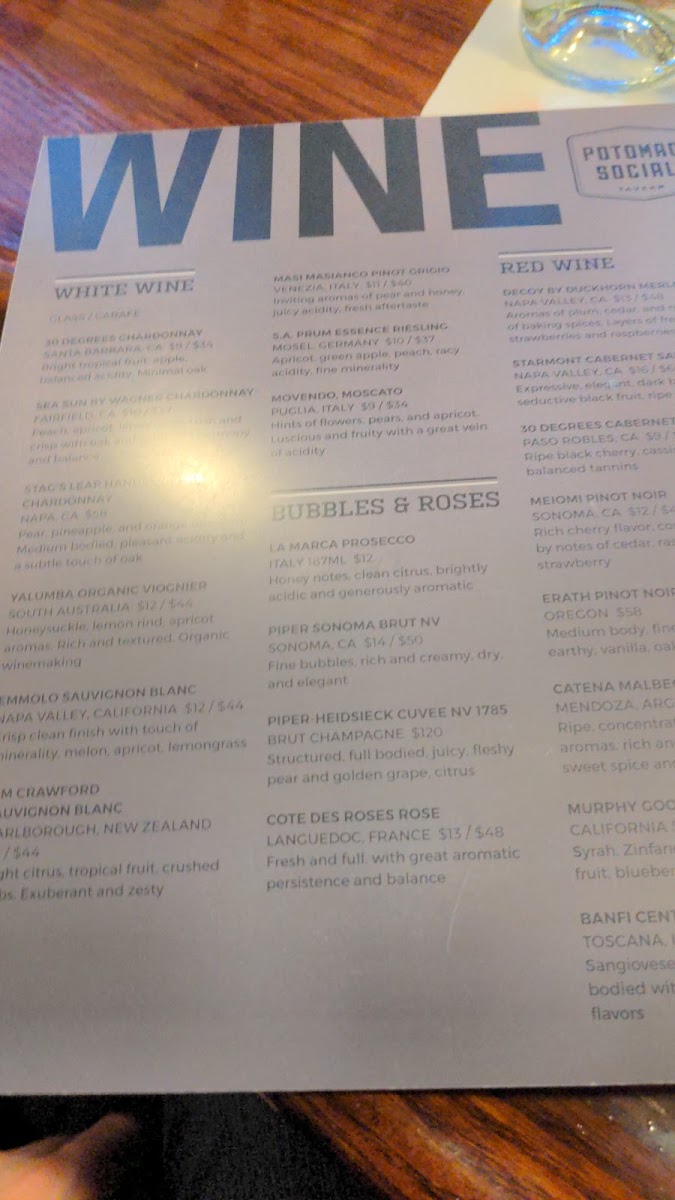 Potomac Social Tavern Photo Menu 2