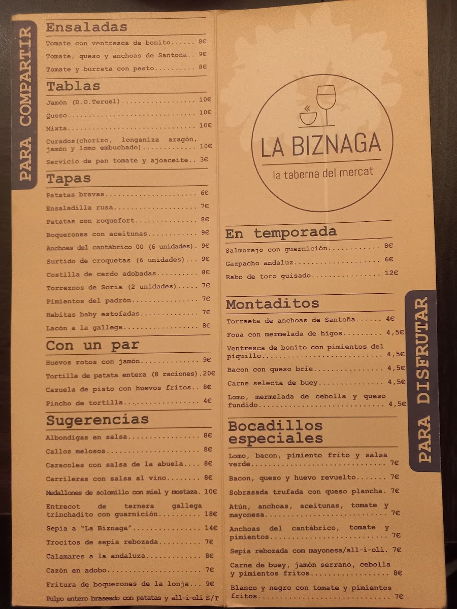 La Biznaga Photo Menu 1
