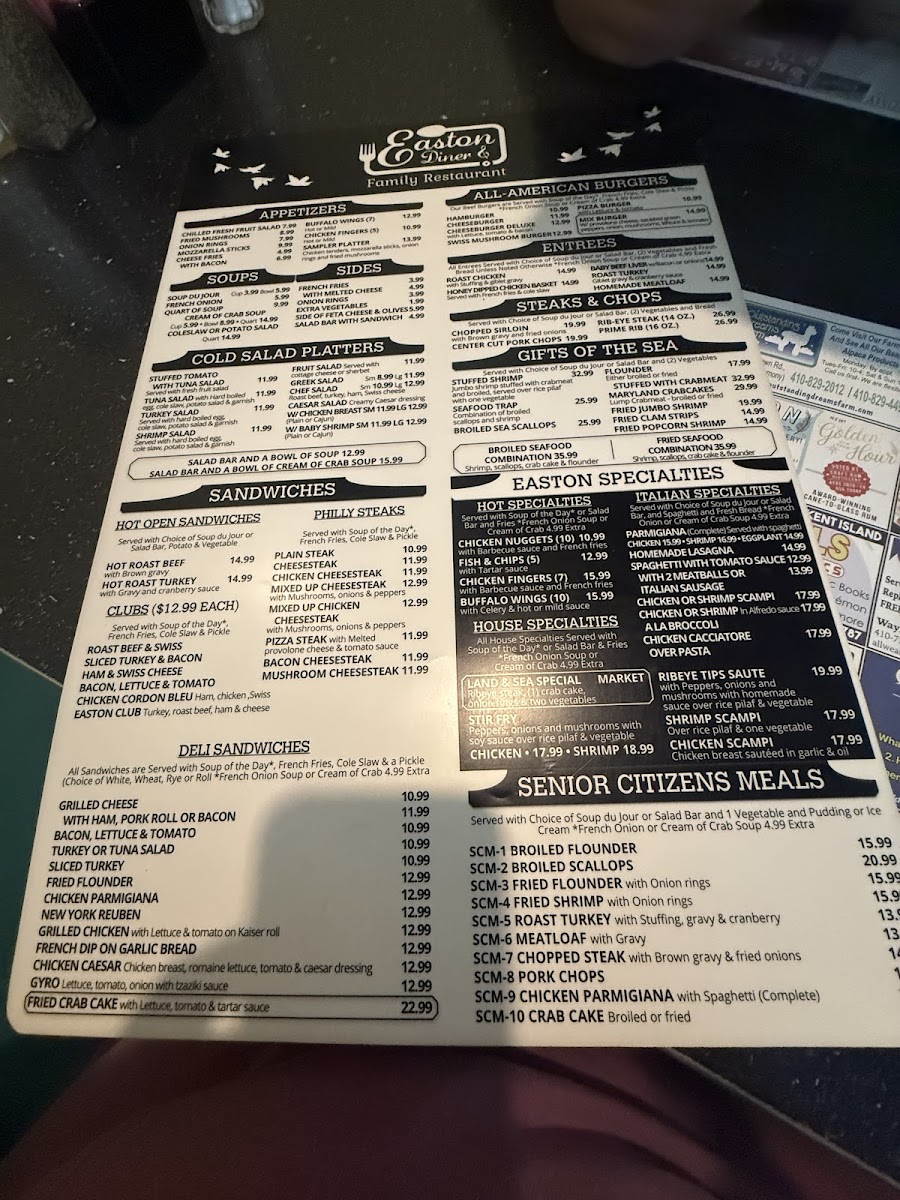 Easton Diner Photo Menu 1