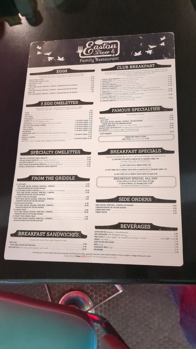 Easton Diner Photo Menu 5