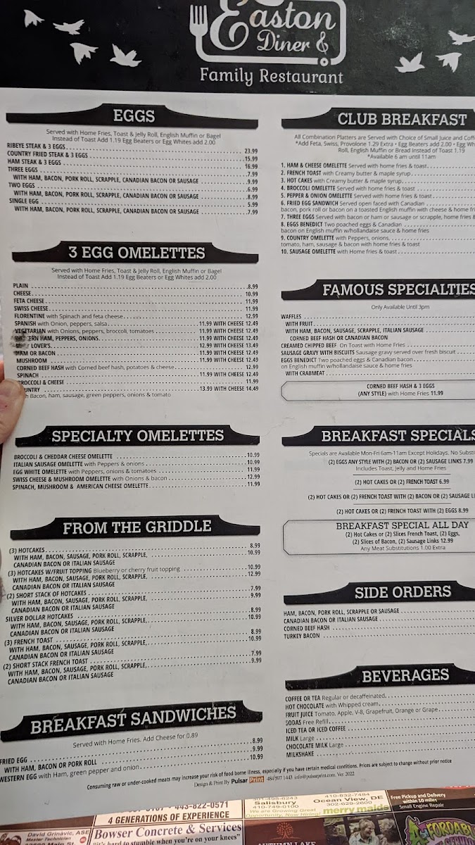 Easton Diner Photo Menu 6