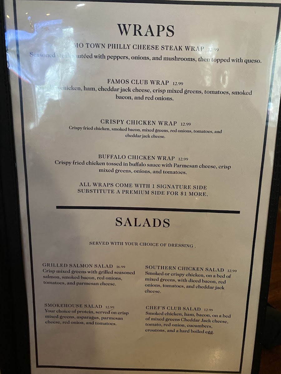 Famos Italian Smokehouse Photo Menu 1