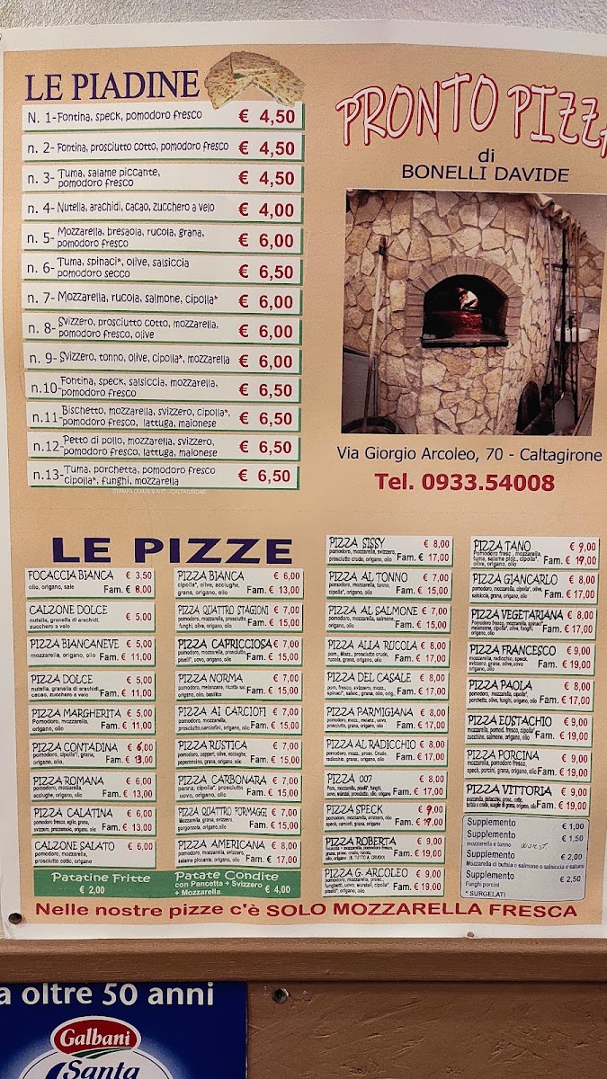 Pronto Pizza Di Bonelli Davide...piadine... Photo Menu 2