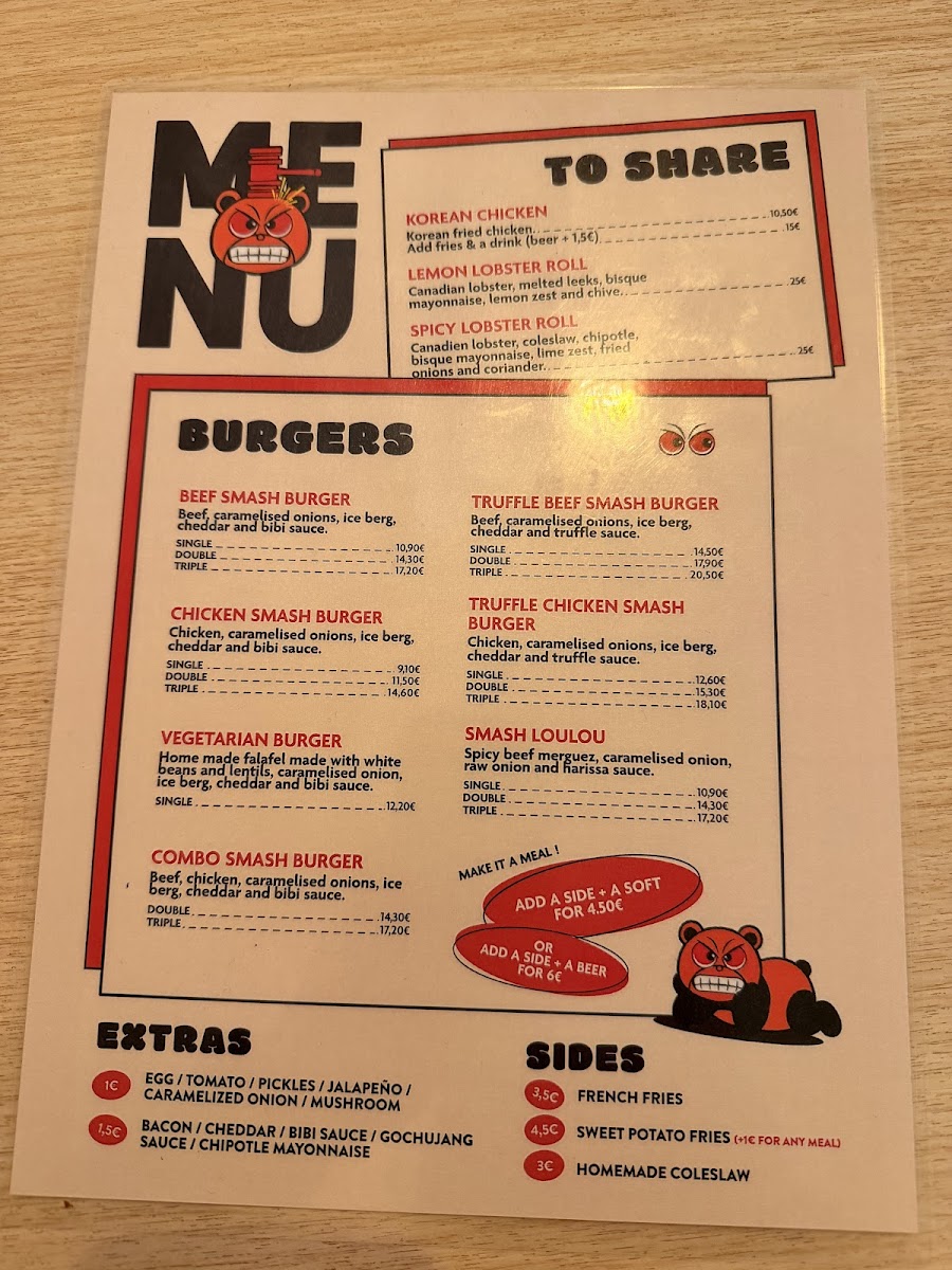 BIBI Smash Burger Photo Menu 1