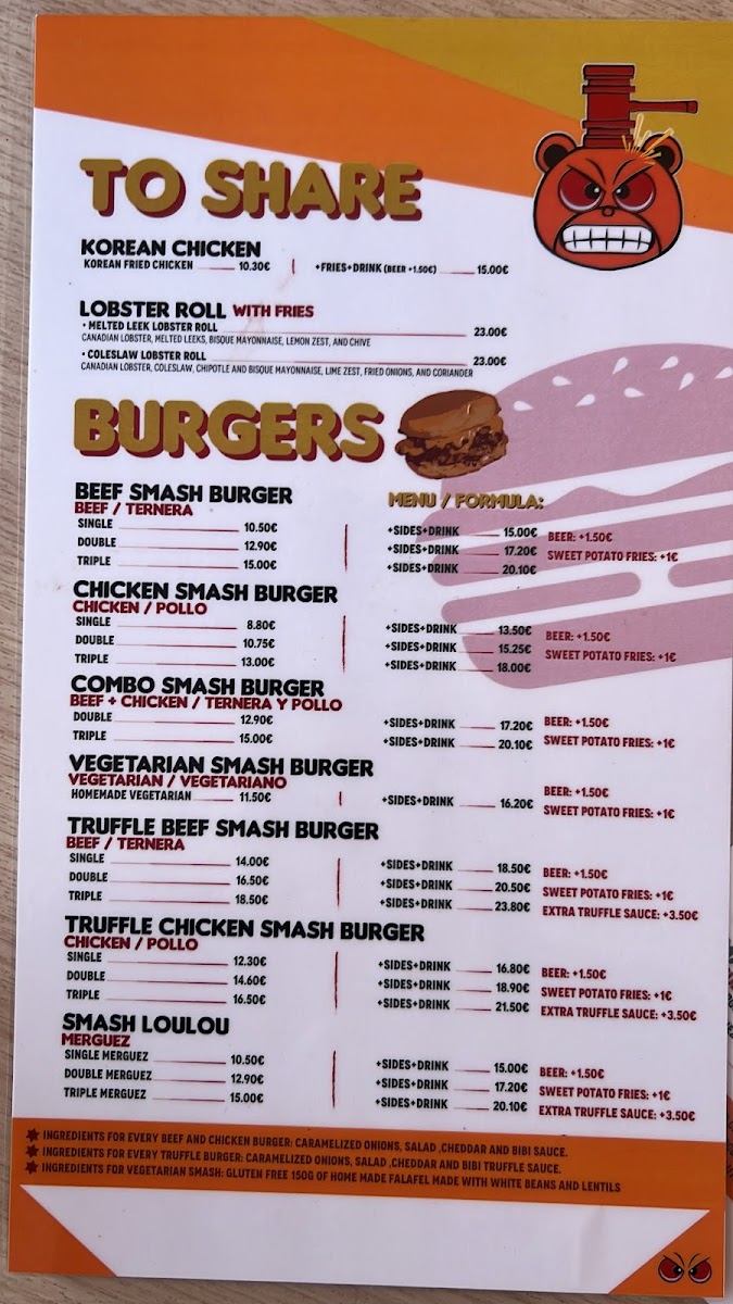 BIBI Smash Burger Photo Menu 2
