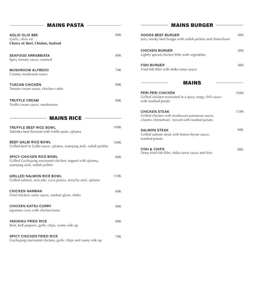 Hoods Coffee Photo Menu 1