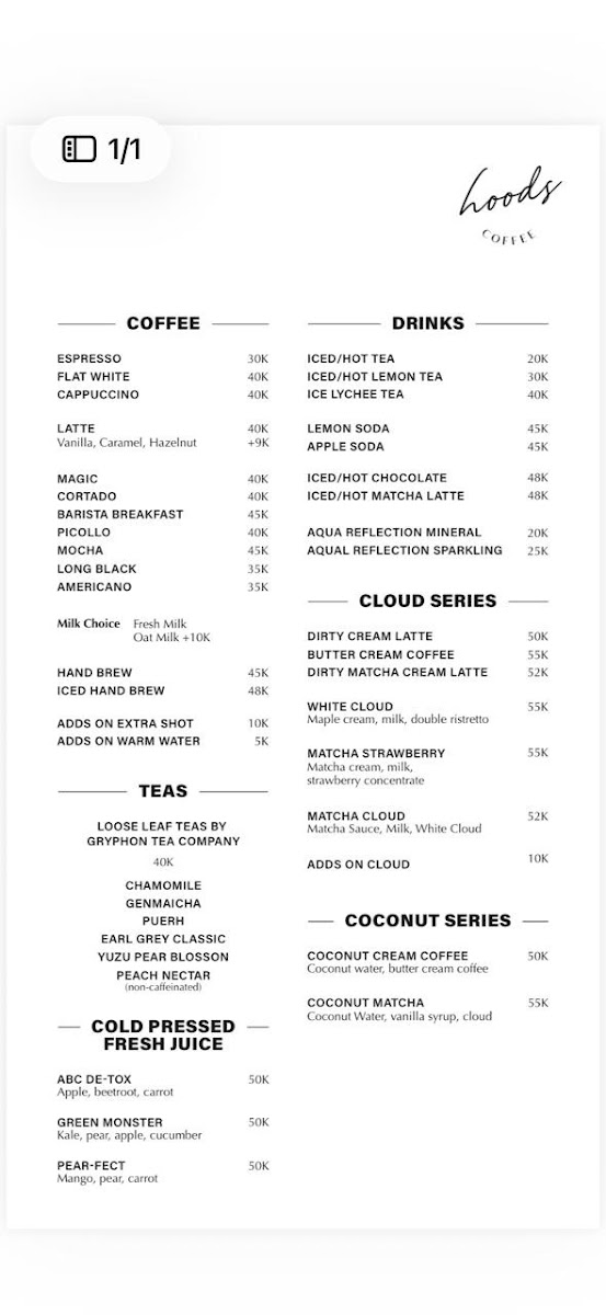 Hoods Coffee Photo Menu 3