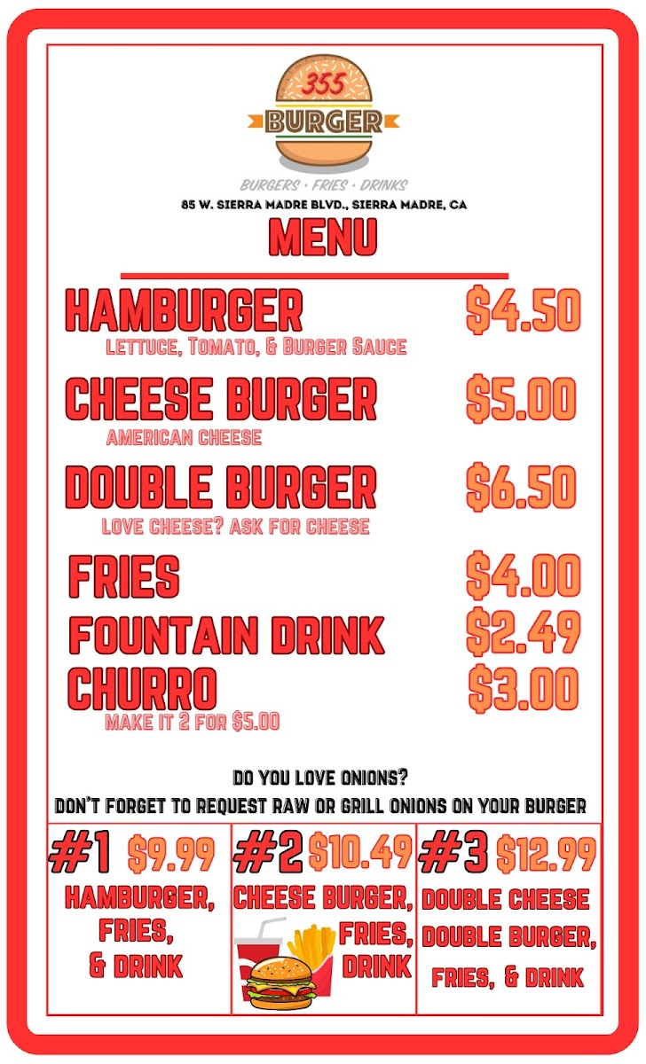 355 Burger Photo Menu 1
